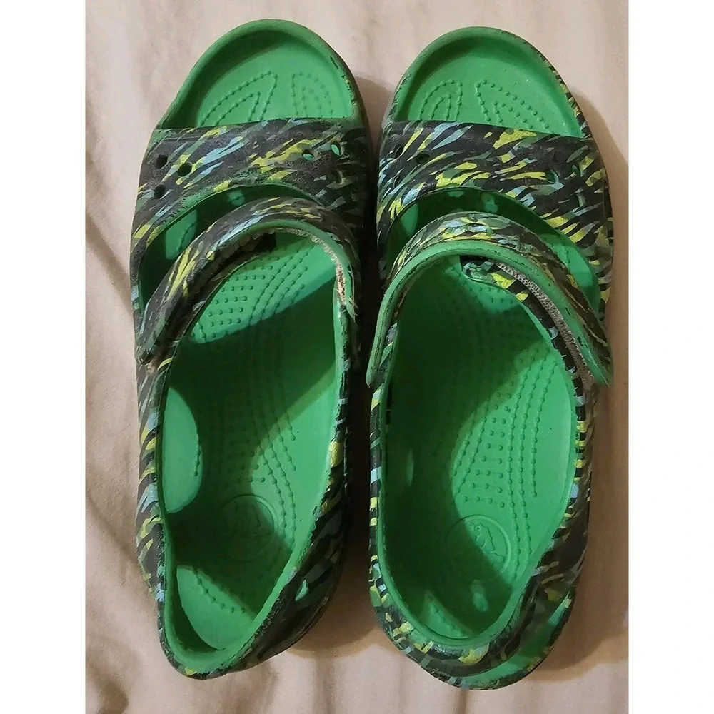 Crocs Kids Fun Lab Crocband II Green Sandal Size J 3